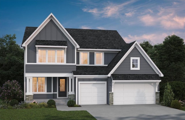 view of front facade with a garage