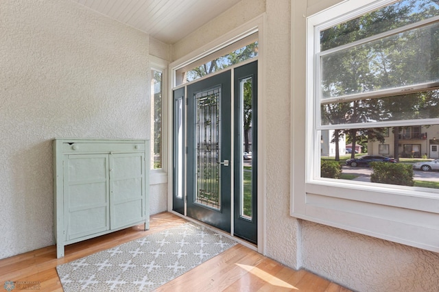 entryway with light hardwood / wood-style flooring