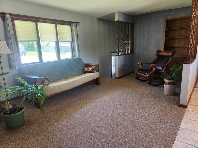 sitting room with light tile patterned flooring