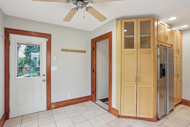 2410 Irving Ave S, Minneapolis, MN 55405 - entrance foyer with ceiling fan, baseboards, recessed lighting, and light tile patterned flooring