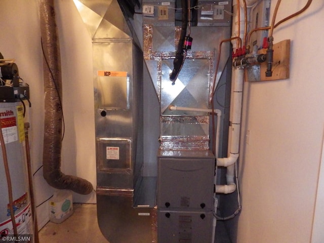 utilities with heating unit and gas water heater