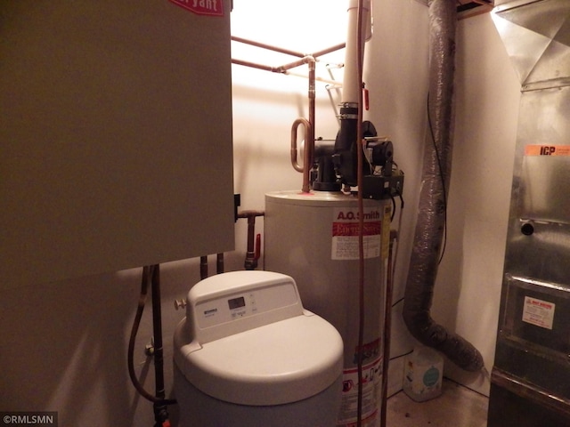 utilities with water heater and heating unit