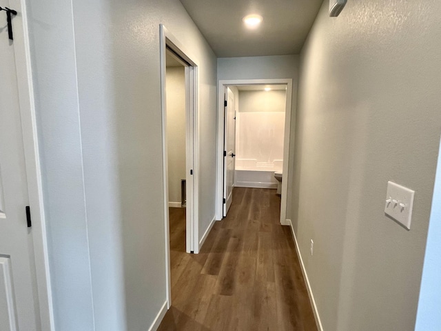 hallway featuring wood-type flooring