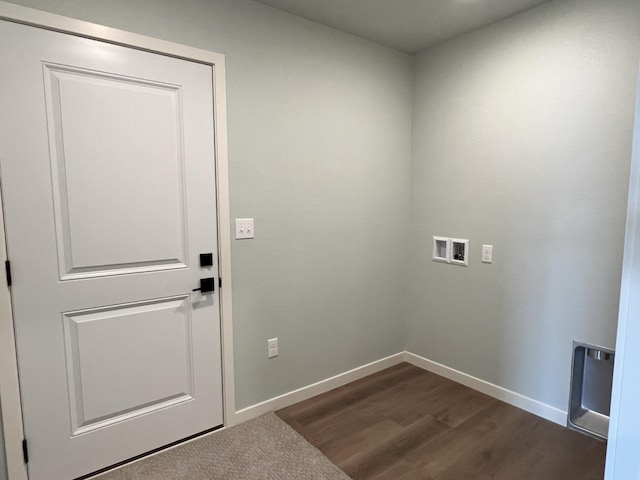 laundry area with hookup for a washing machine and dark wood-type flooring