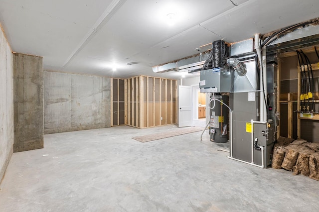 basement featuring water heater