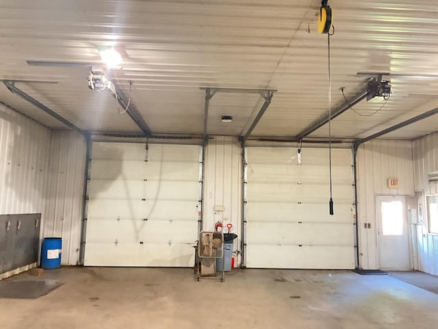 garage with a garage door opener