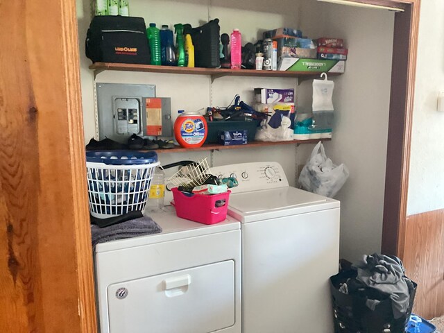 washroom featuring independent washer and dryer