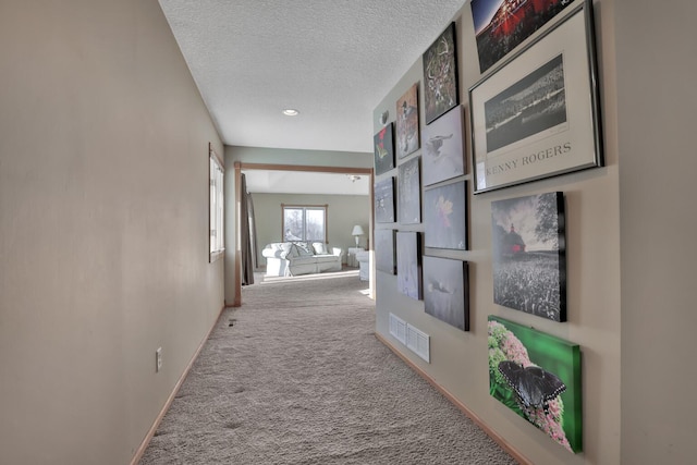 10834 178th Cir NW, Elk River, MN 55330 - hallway with carpet flooring, a textured ceiling, baseboards, and recessed lighting
