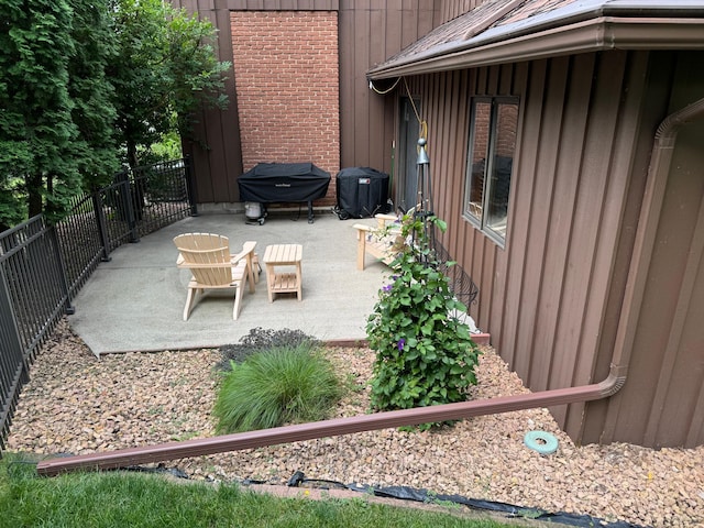 view of patio with area for grilling