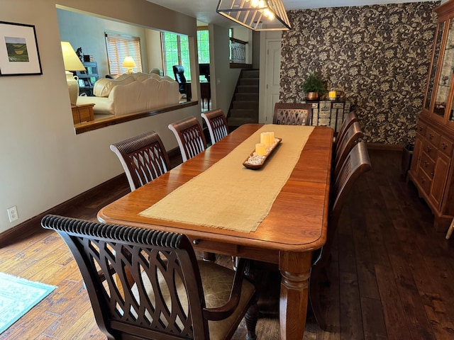 dining room with wood-type flooring