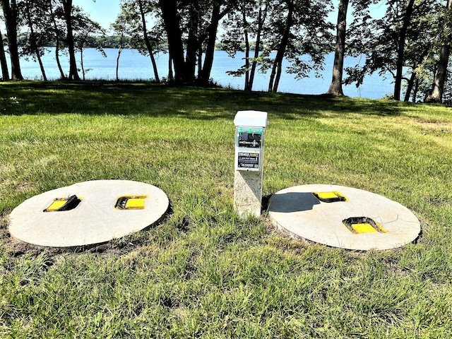 view of yard with a water view