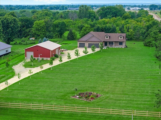 bird's eye view with a rural view