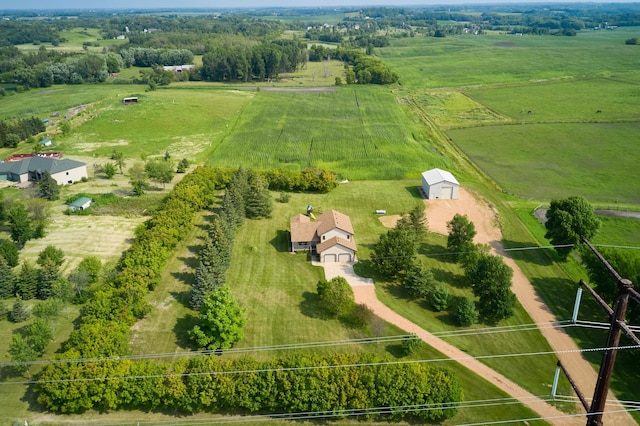 aerial view of sparsely populated area with agricultural land