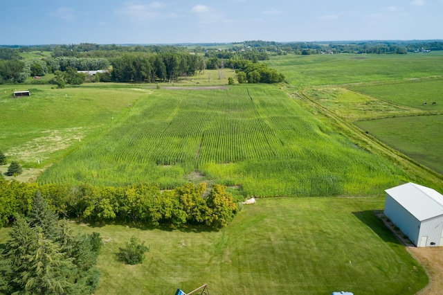 aerial view of sparsely populated area with extensive farmland