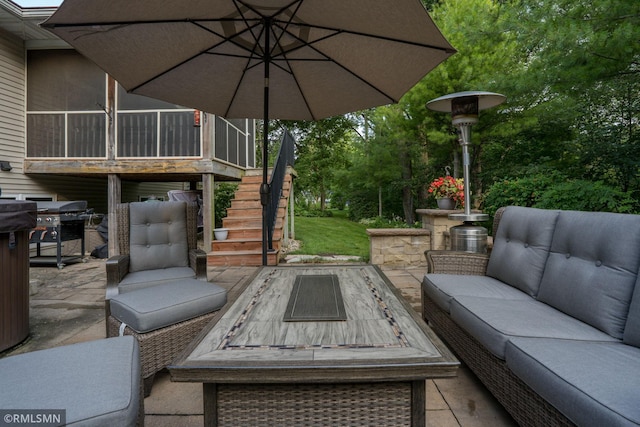 view of patio / terrace featuring area for grilling and an outdoor hangout area