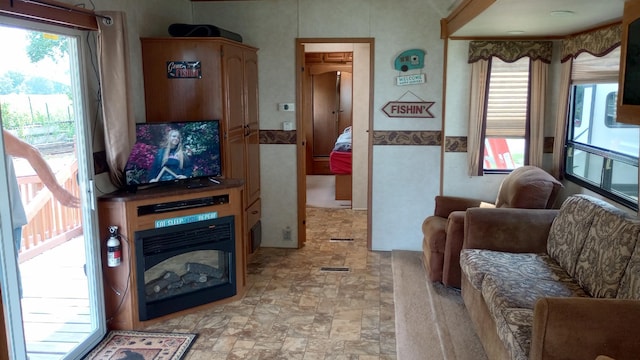 view of tiled living room