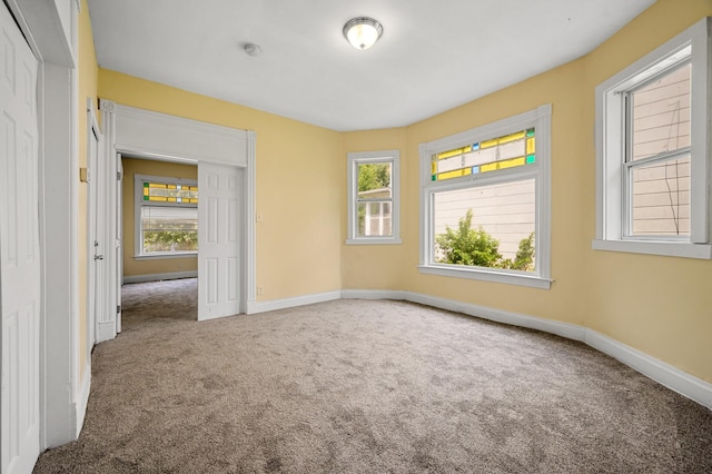 carpeted spare room featuring a wealth of natural light