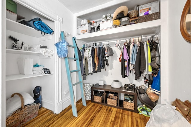 walk in closet featuring hardwood / wood-style floors