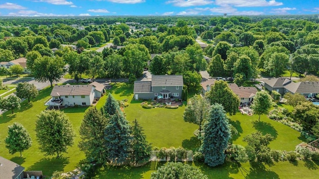 birds eye view of property with a residential view