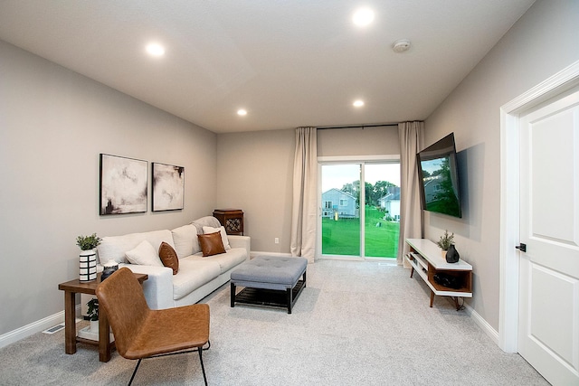 living room featuring carpet floors