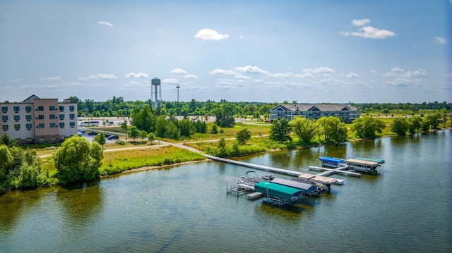 property view of water with a boat dock