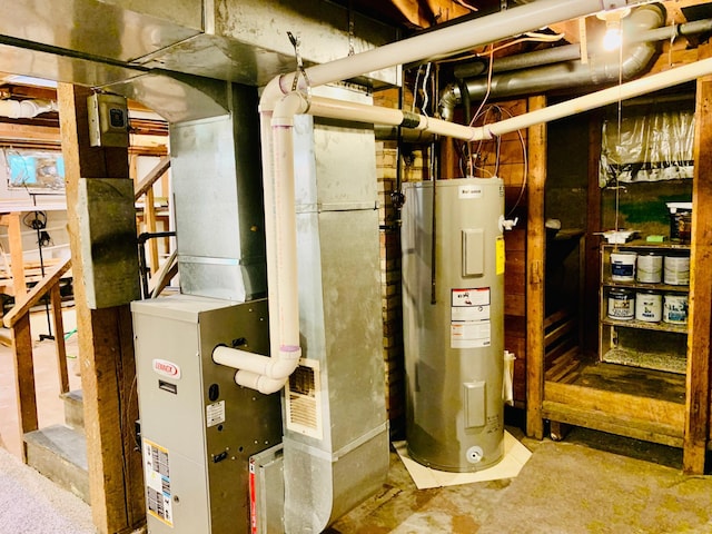 utility room with water heater