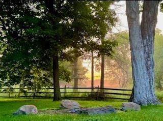 surrounding community featuring a lawn