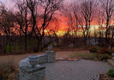 view of patio terrace at dusk