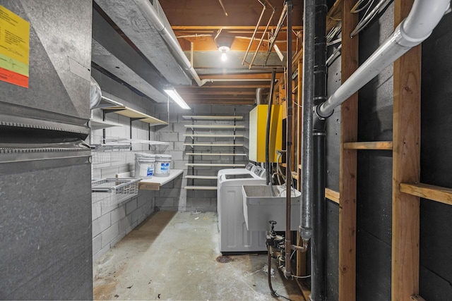 basement featuring sink