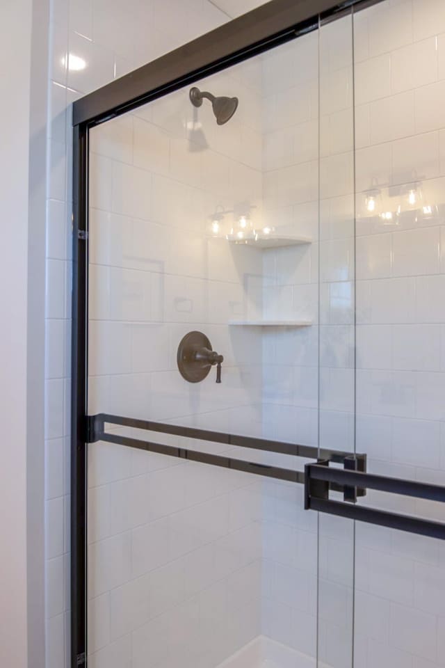 bathroom with a stall shower