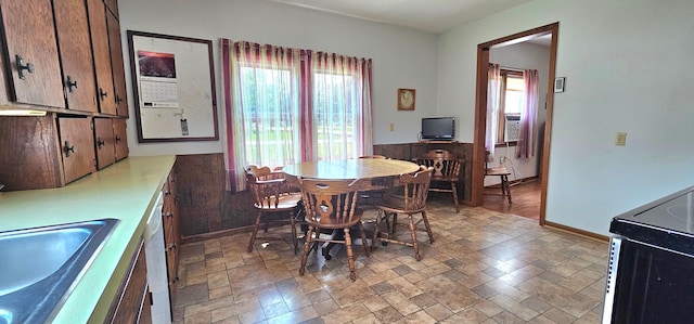 dining space with sink