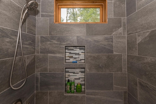 interior details with tiled shower