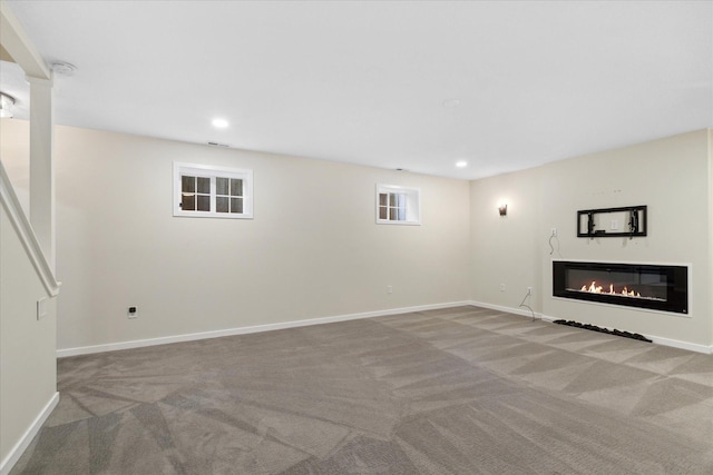 basement featuring carpet