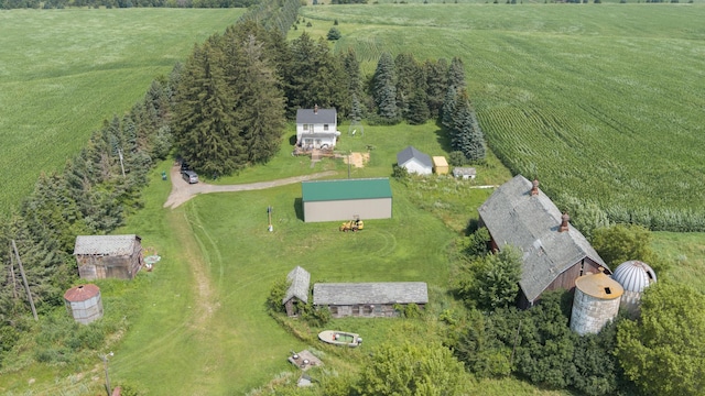 birds eye view of property featuring a rural view