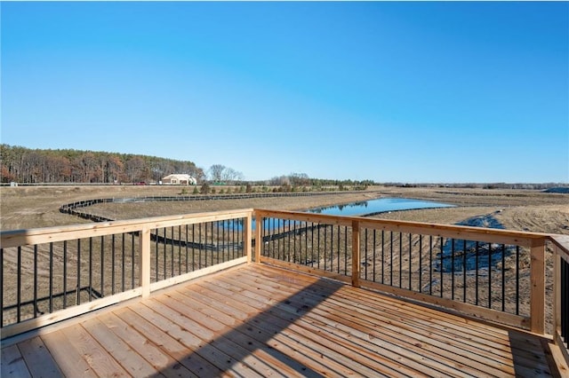 deck with a water view