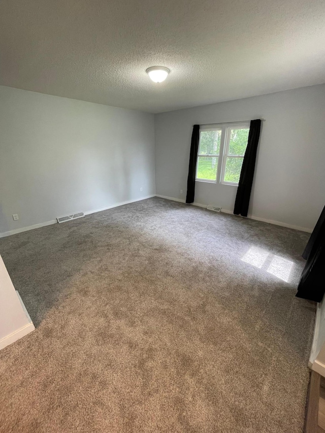 empty room featuring carpet floors and a textured ceiling