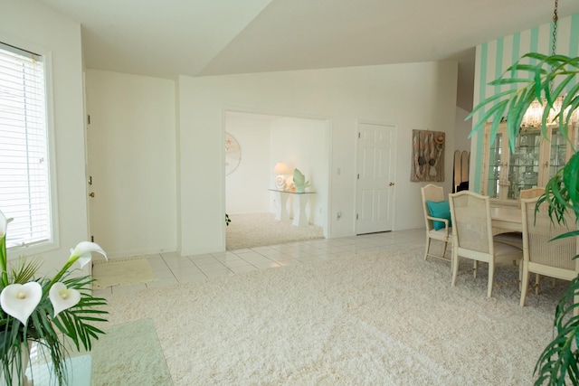 interior space featuring lofted ceiling