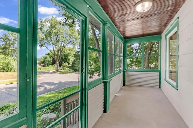 view of unfurnished sunroom