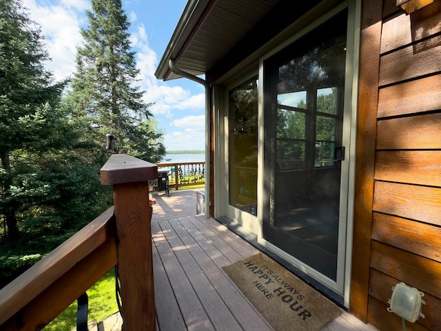 deck with a water view