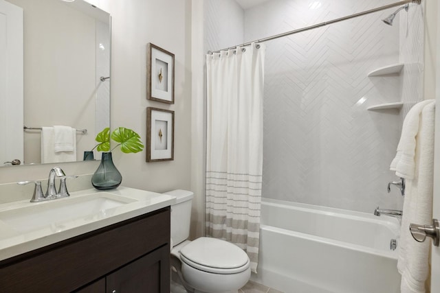 full bathroom with vanity, toilet, and shower / bath combo