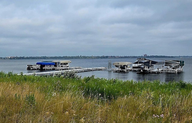 property view of water with a boat dock