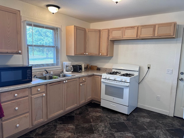 kitchen with white range with gas cooktop and sink