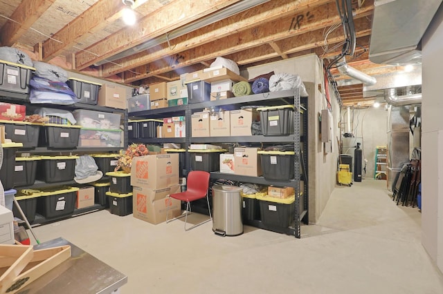 storage room with water heater