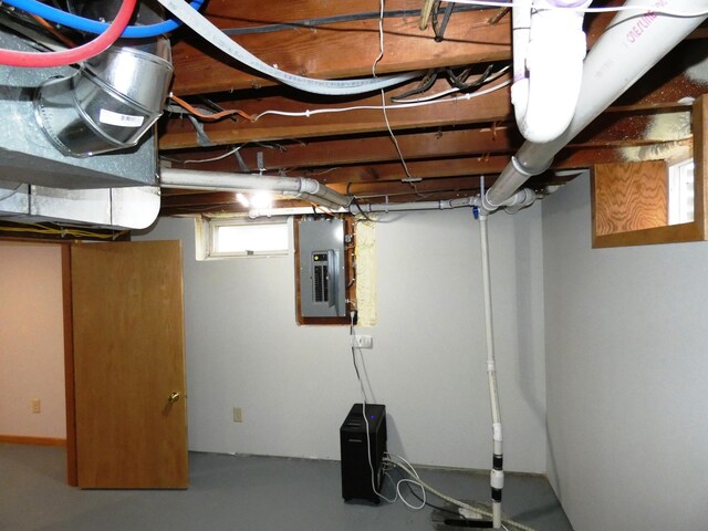 basement featuring electric panel