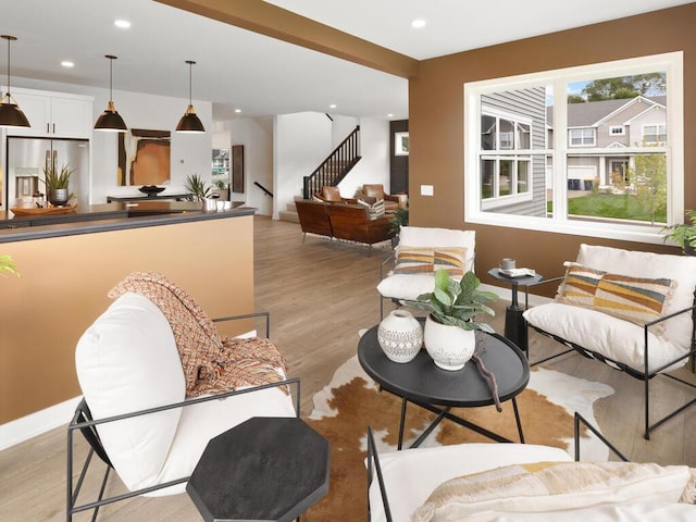 living room featuring light hardwood / wood-style floors