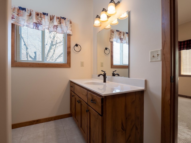 30424 410th St Unit 4 Cic # 98, Dent, MN 56528 - bathroom featuring baseboards, tile patterned floors, and vanity