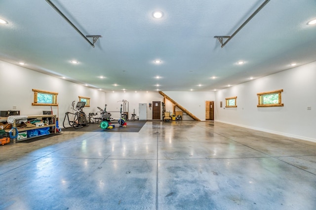 garage with recessed lighting