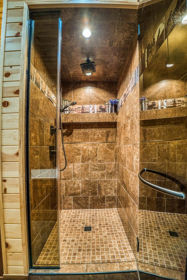 bathroom with a stall shower