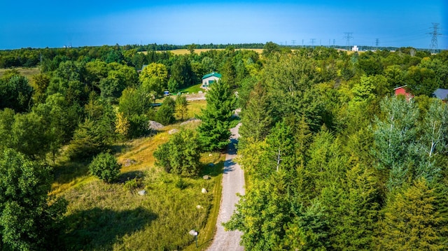 aerial view featuring a forest view