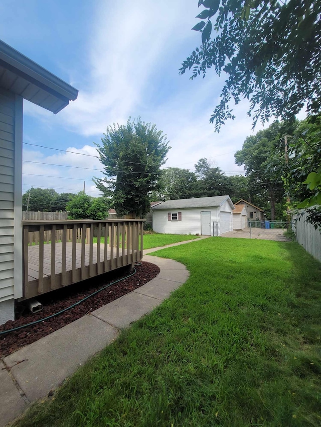 view of yard featuring a wooden deck